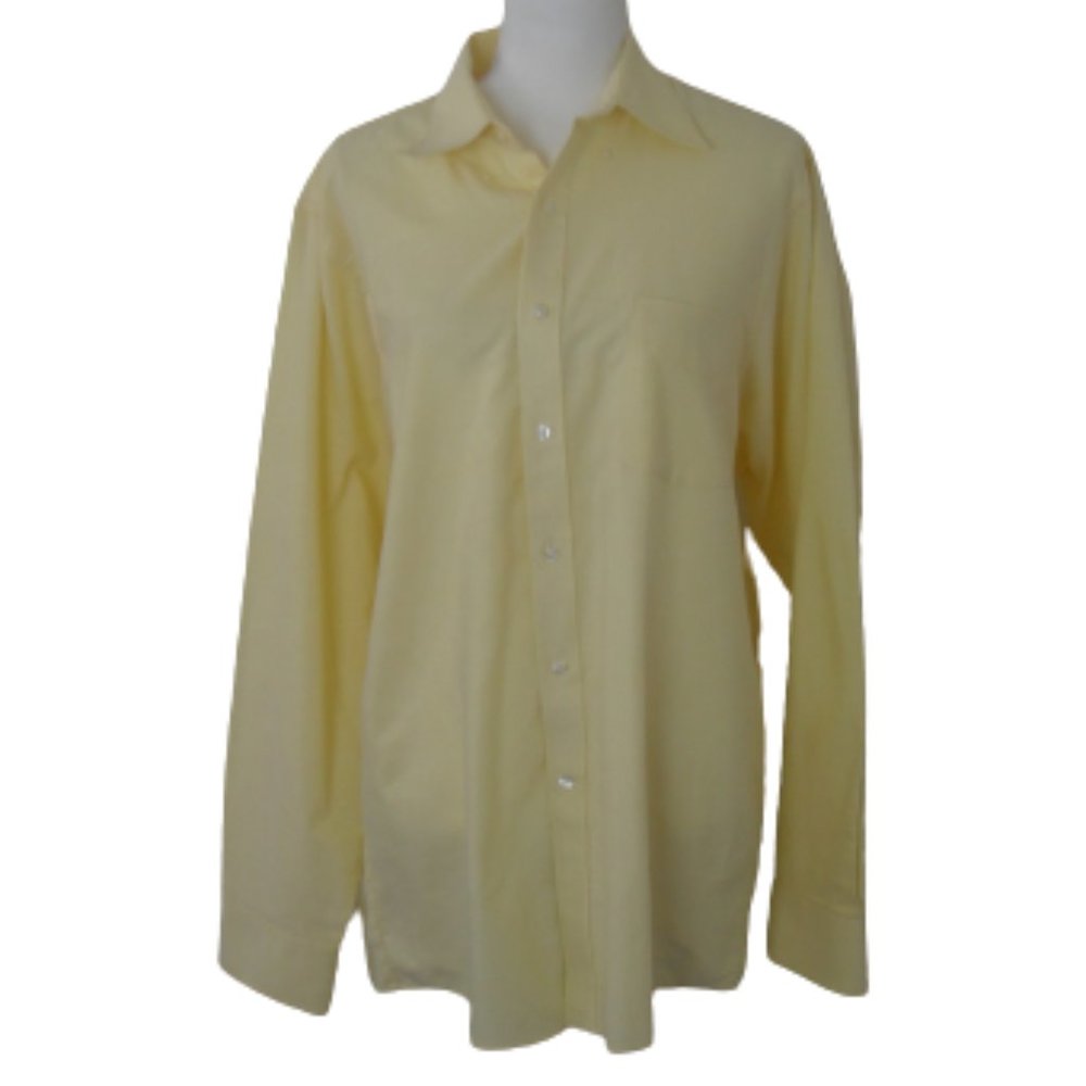 Van Heusen Yellow Wrinkle Free Oxford Neck 16 Long Sleeve Shirt - Picture 4 of 7